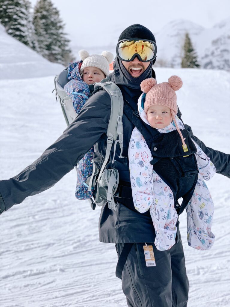 Romy + Piper’s First Ski Day, blake nyman, jen hawkins, baby twins skiing